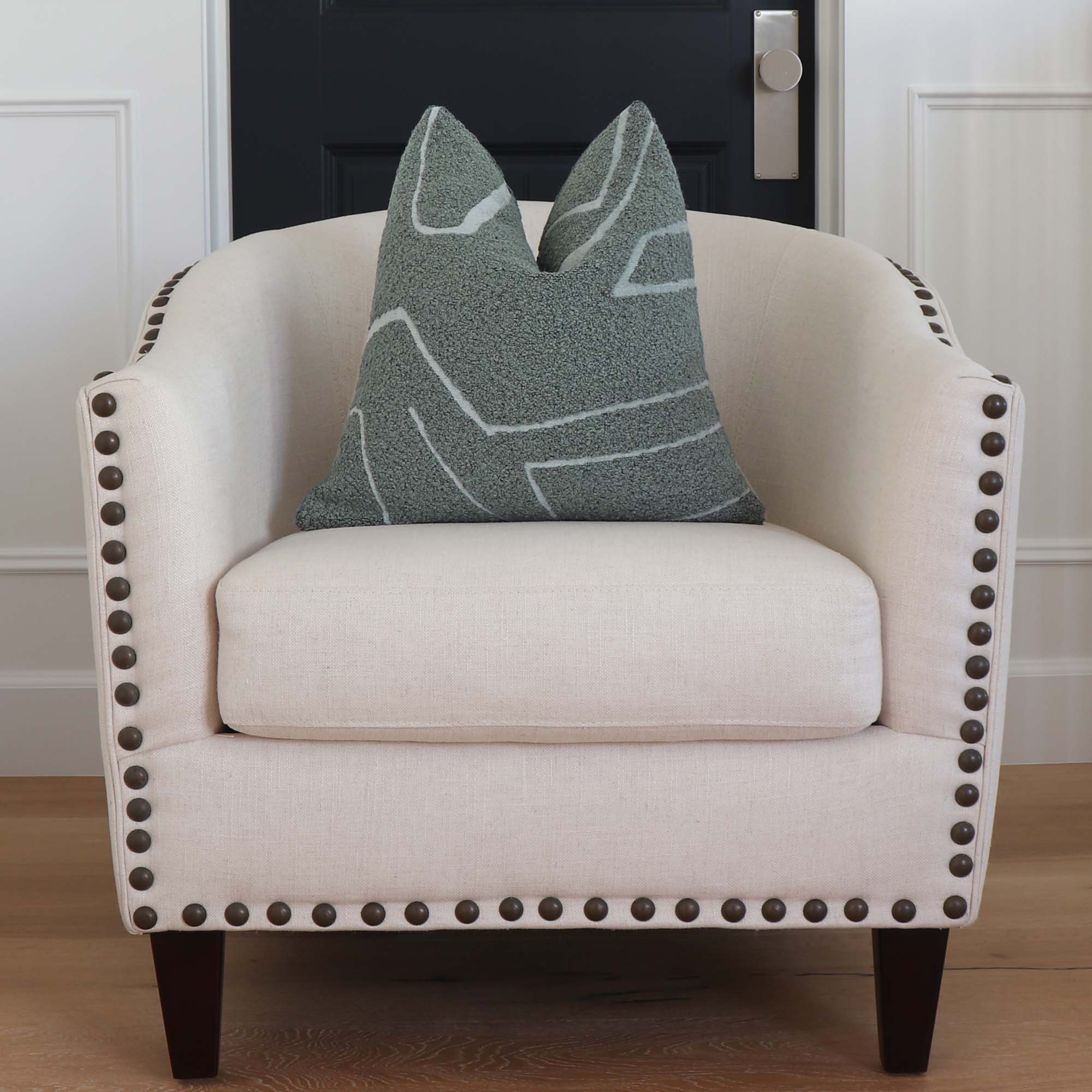 Kelly Wearstler Graffito Bouclé Teal Designer Throw Pillow Cover