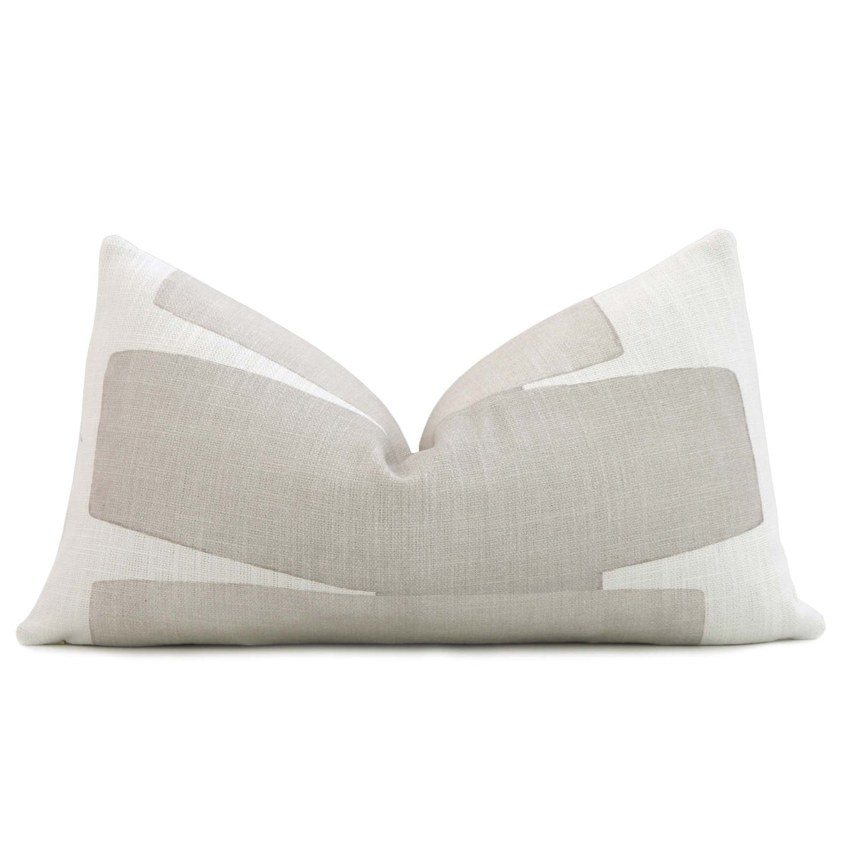 Kravet Stacked Fog Gray Graphic Print Designer Lumbar Throw Pillow Cover