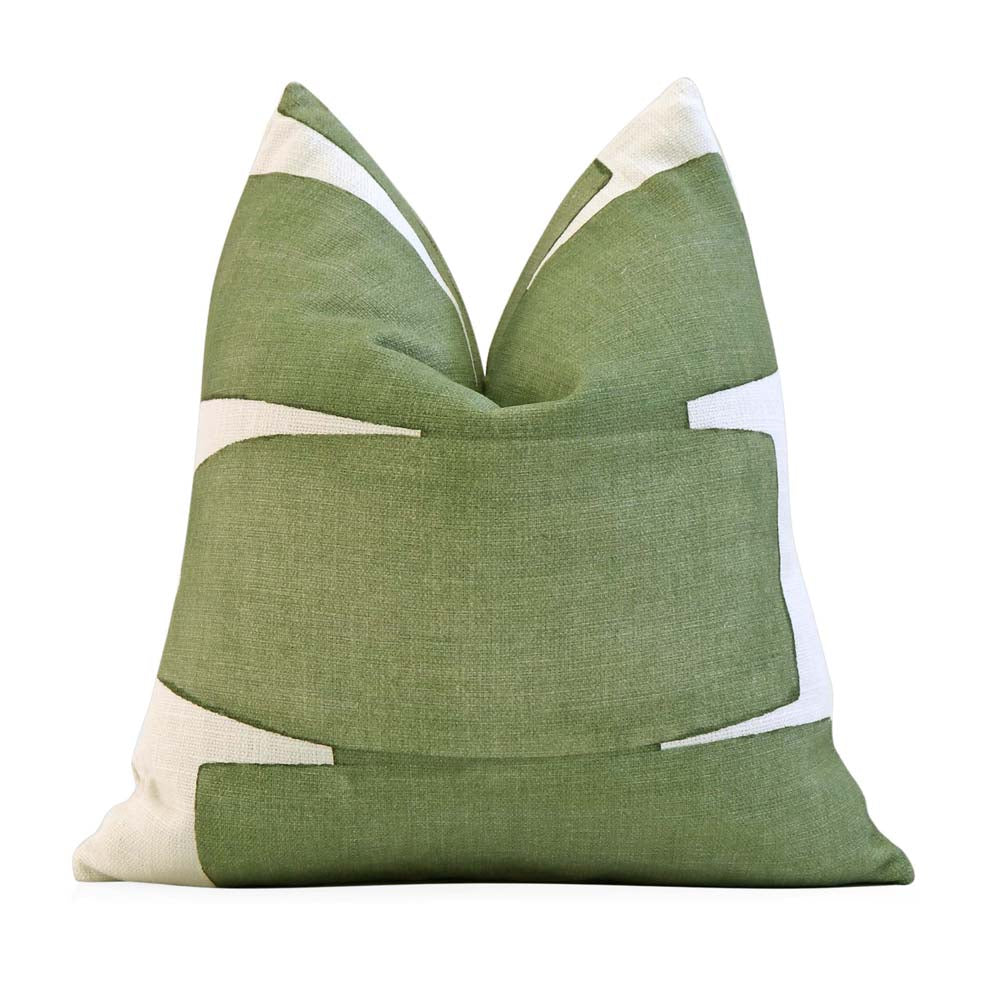 Kravet Couture Art District Stacked Leaf Green Graphic Designer Throw Pillow Cover 