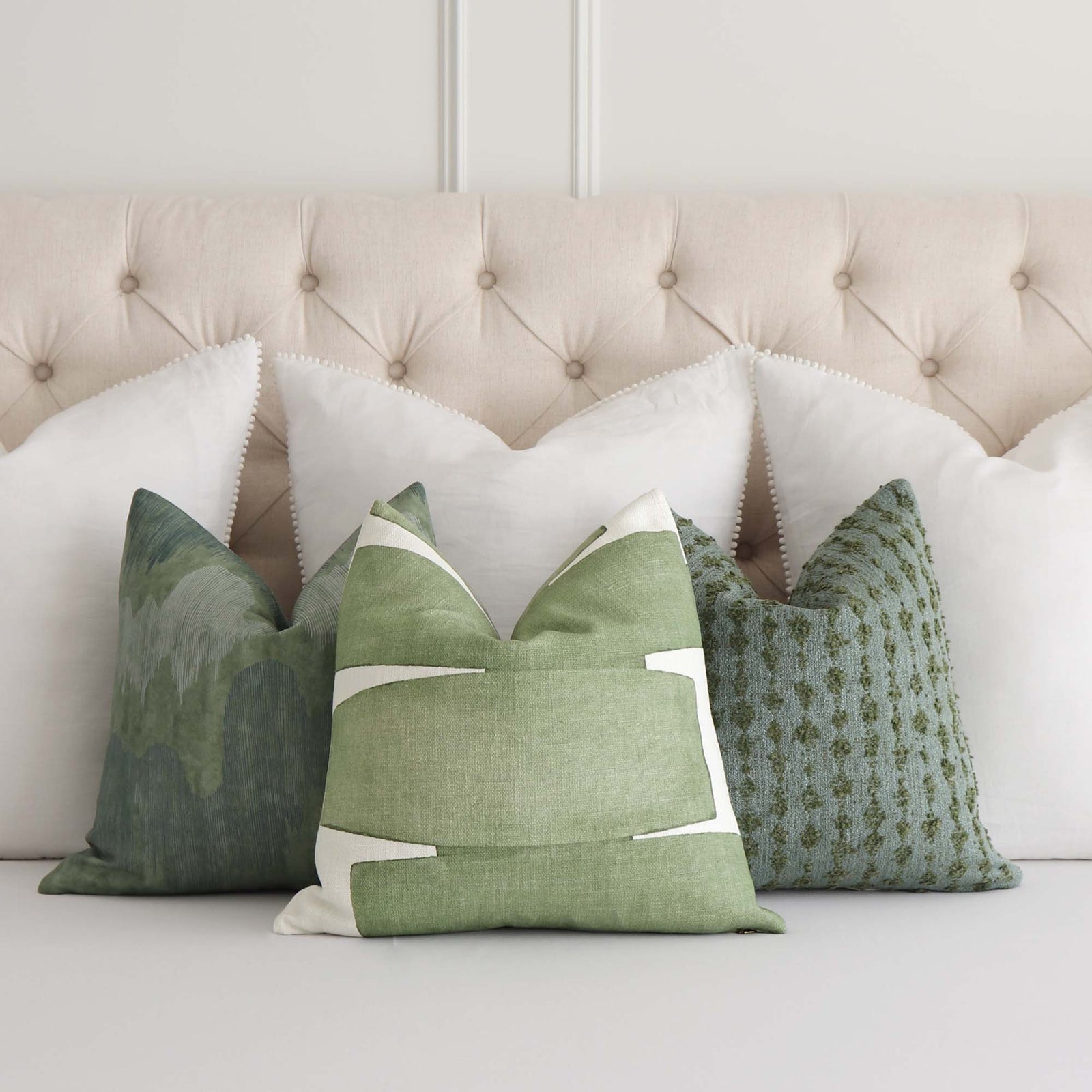 Kravet Couture Art District Stacked Leaf Green Graphic Designer Throw Pillow Cover 