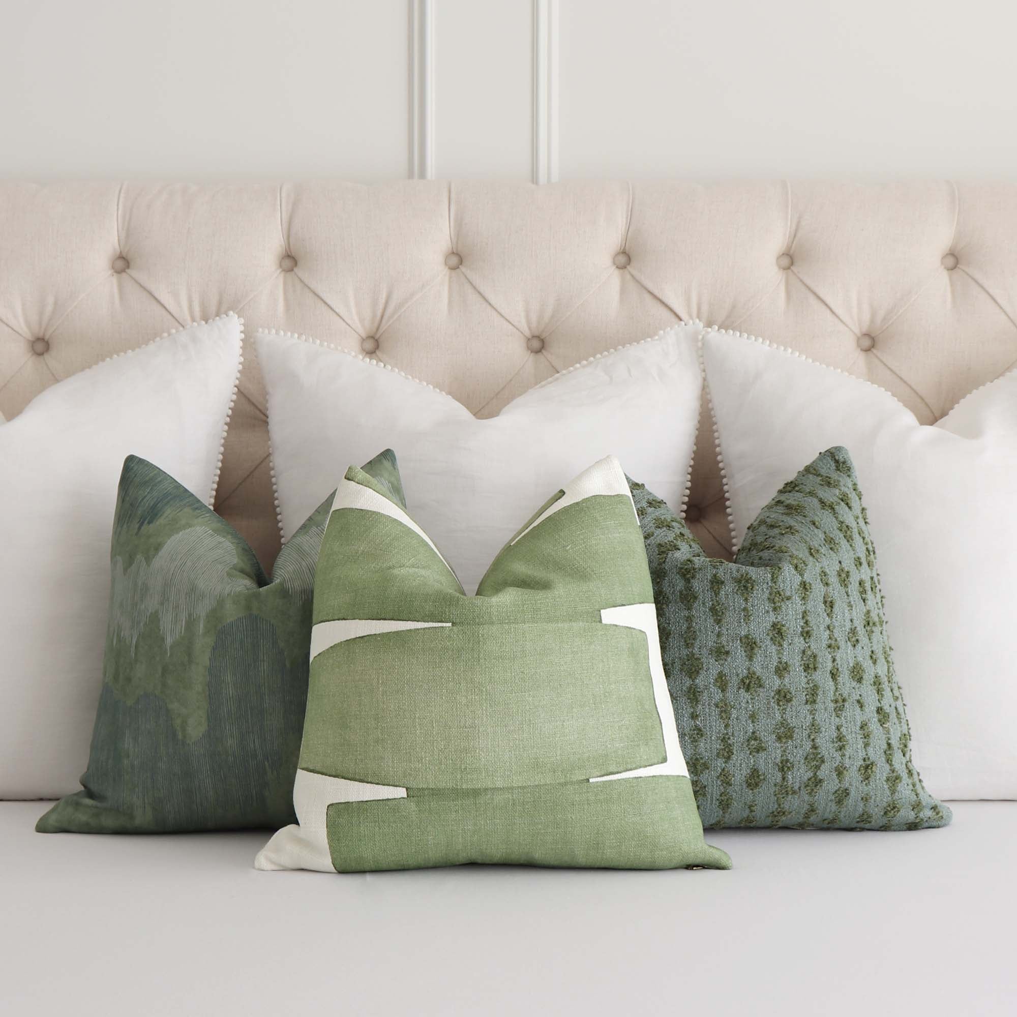 Kravet Couture Art District Stacked Leaf Green Graphic Designer Throw Pillow Cover 