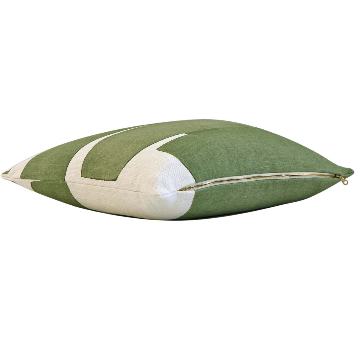 Kravet Couture Art District Stacked Leaf Green Graphic Designer Throw Pillow Cover with Exposed Brass YKK Zipper