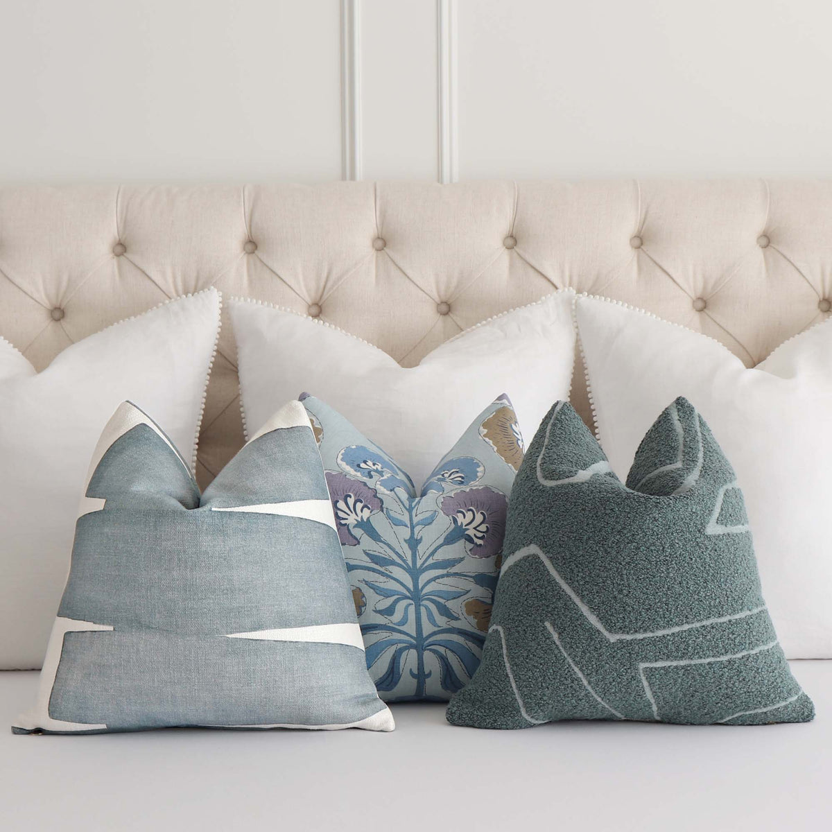 Kravet Couture Art District Stacked Slate Graphic Luxury Designer Throw Pillow Cover with Complementing Pillows