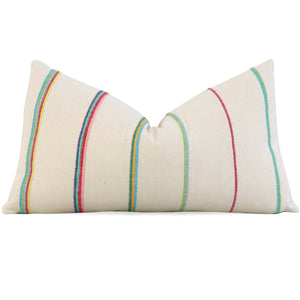 Cambaya Handwoven Stripe Multicolor Designer Textured Lumbar Throw Pillow Cover