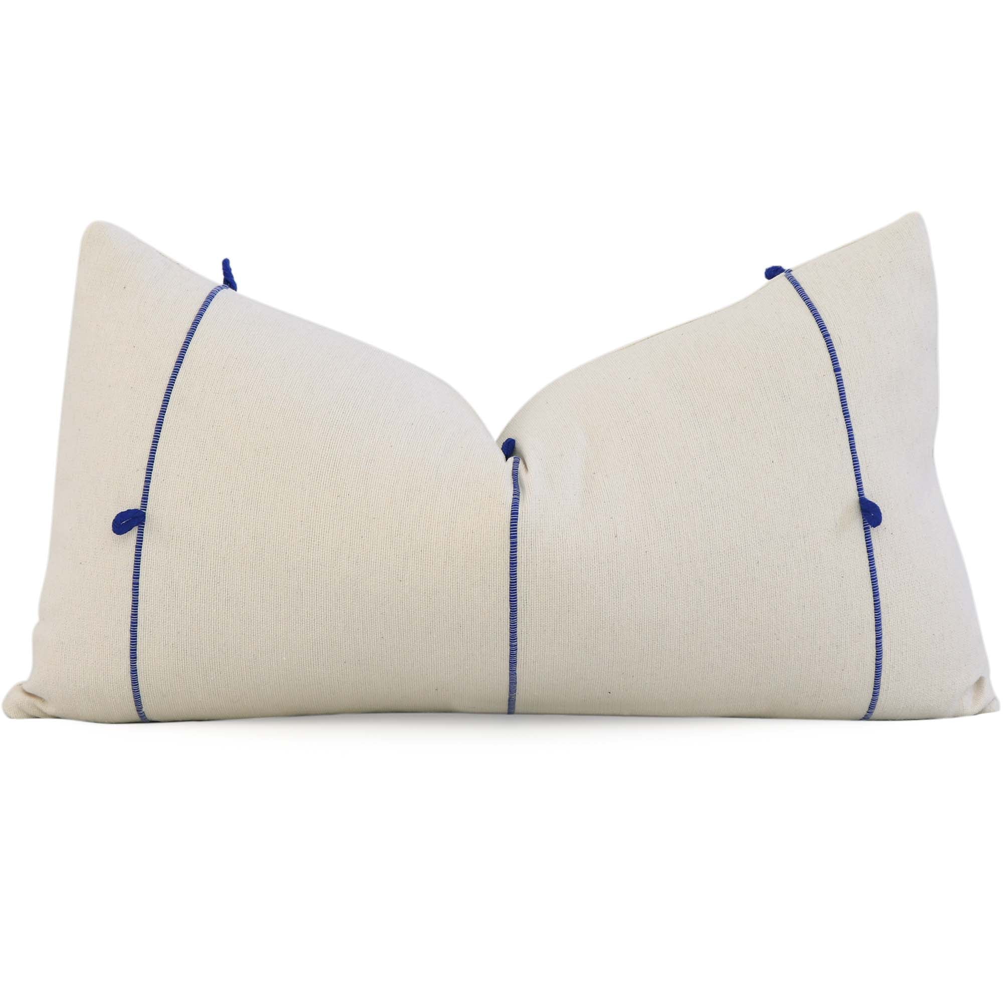 Schumacher Globo Knotted Handwoven Royal Blue Designer Textured Lumbar Throw Pillow Cover