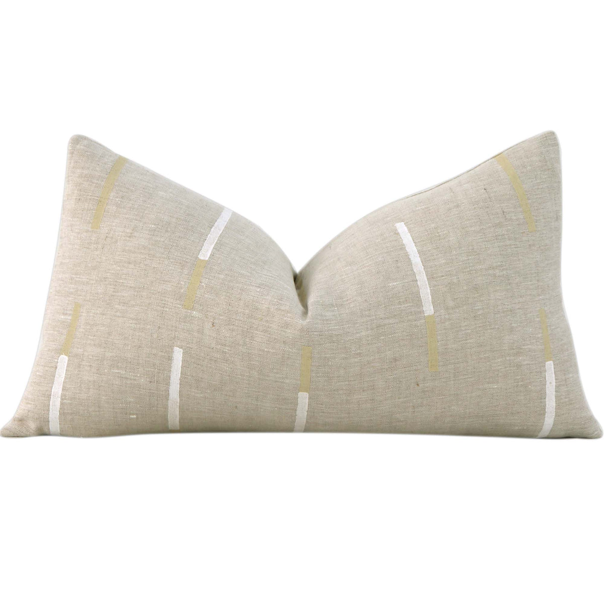 Schumacher x Caroline Z Hurley Overlapping Dashes in Bluff Striped Designer Lumbar Throw Pillow Cover