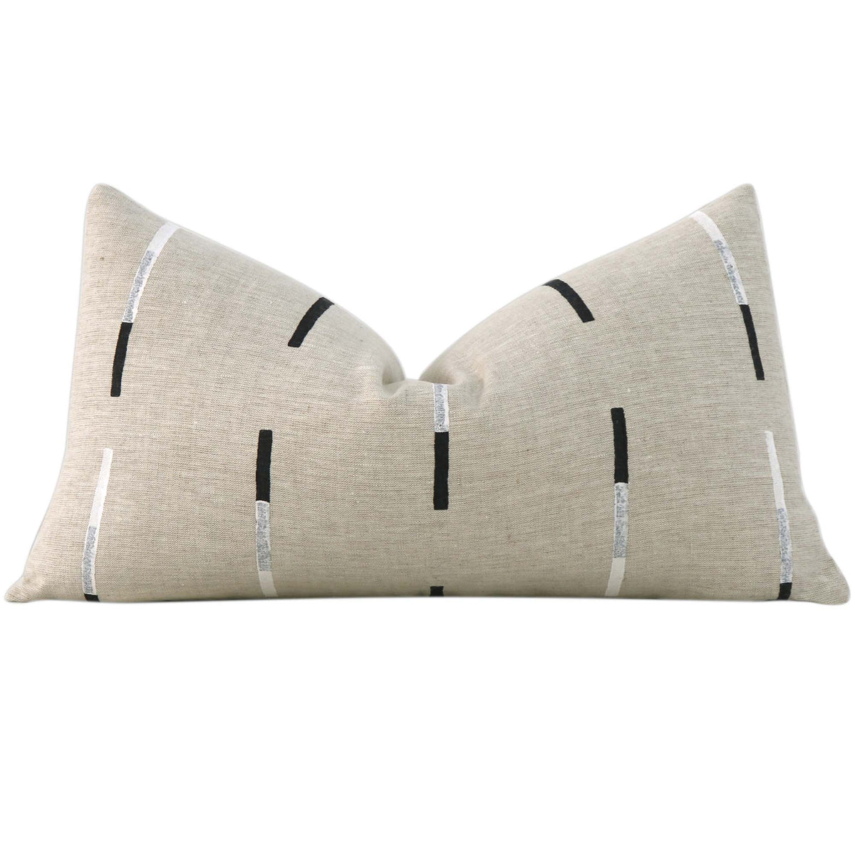 Schumacher x Caroline Z Hurley Overlapping Dashes Hand Block Designer Lumbar Throw Pillow Cover