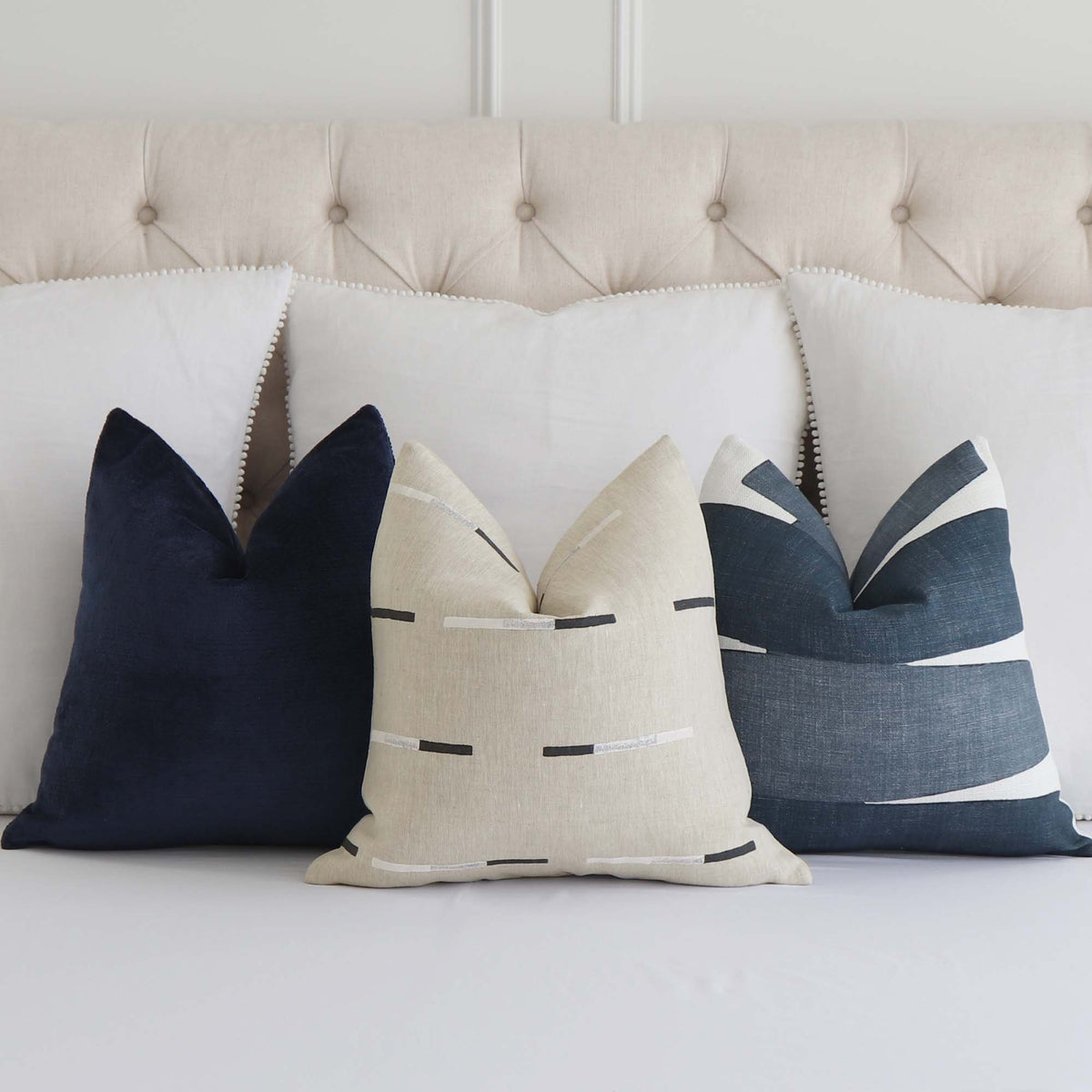 Schumacher x Caroline Z Hurley Overlapping Dashes Hand Block Designer Throw Pillow Cover with Complementing Throw Pillows
