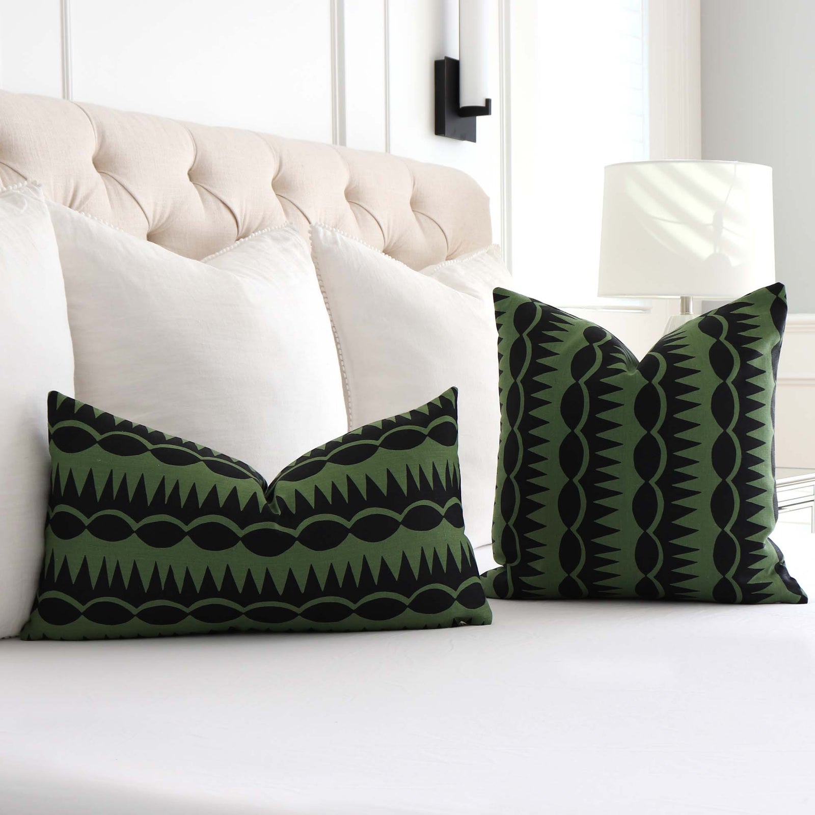 Schumacher Dagger Stripe Green Geometric Stripe Designer Throw Pillow Cover