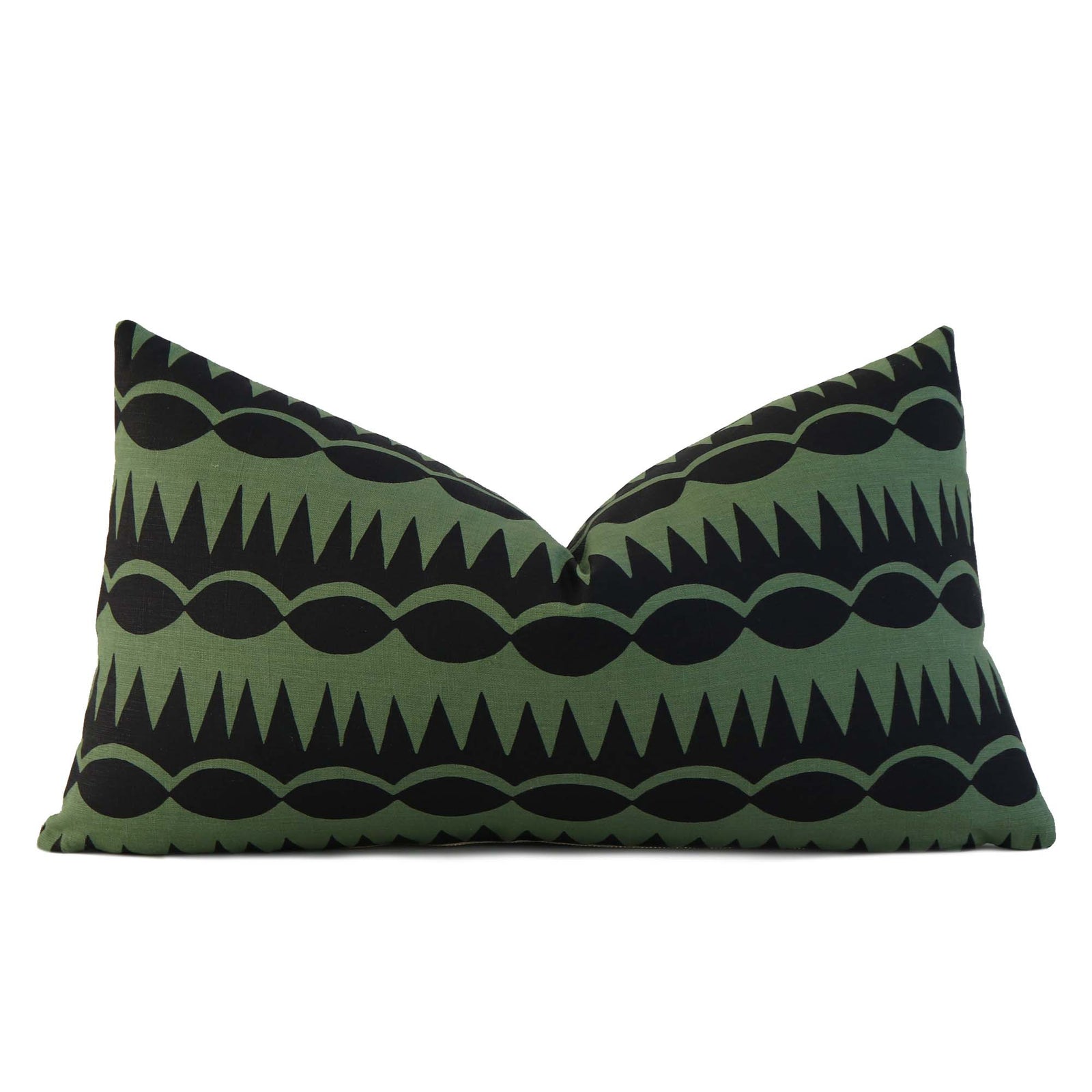 Schumacher Dagger Stripe Green Geometric Stripe Designer Lumbar Throw Pillow Cover