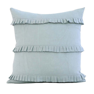 Schumacher Dorothy Pleated Linen Chambray Blue Designer Decorative Throw Pillow Cover