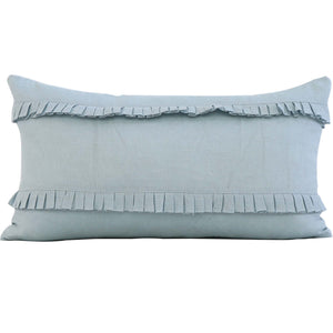 Schumacher Dorothy Pleated Linen Chambray Blue Designer Decorative Lumbar Throw Pillow Cover