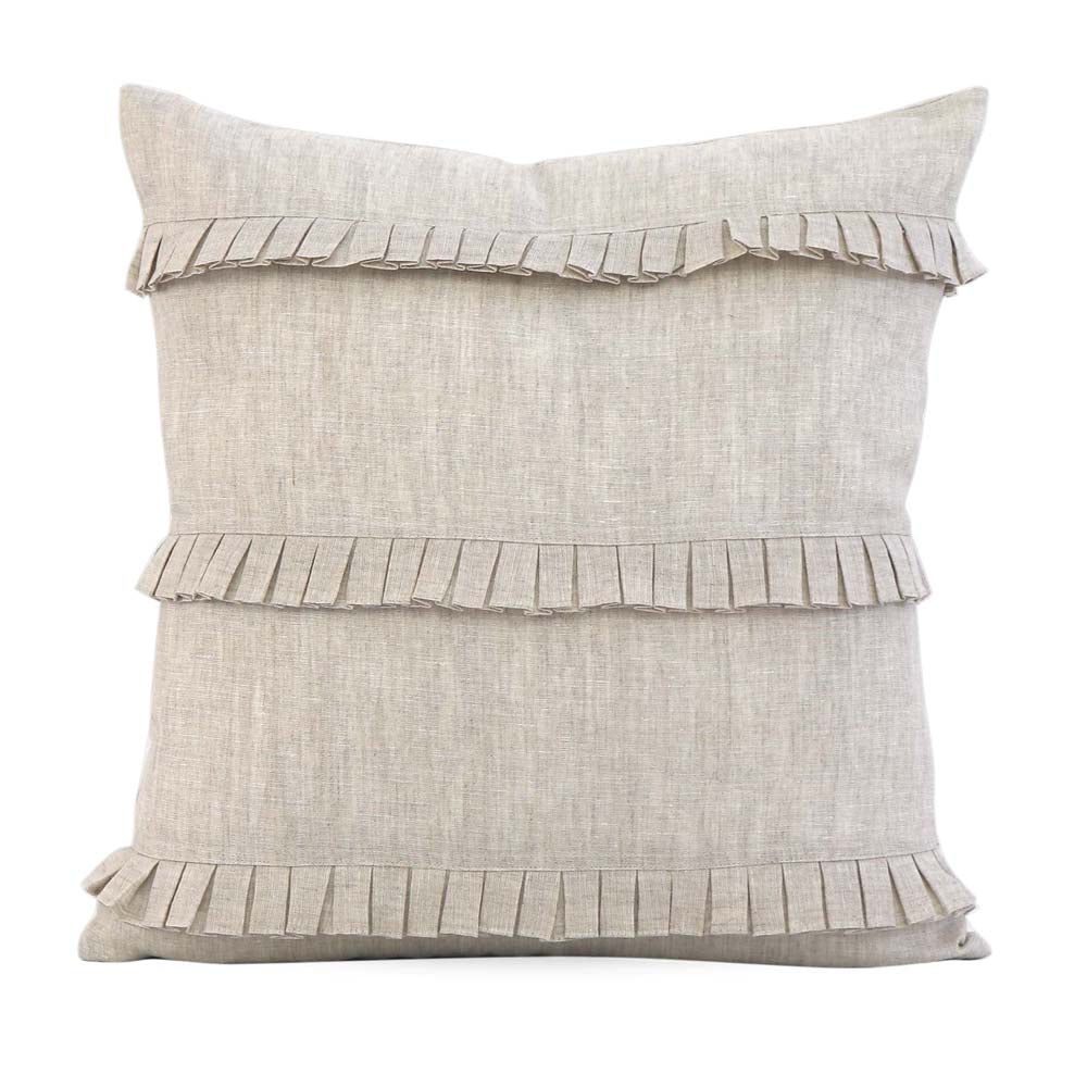 Schumacher Dorothy Pleated Linen Natural Designer Decorative Throw Pillow Cover