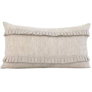 Schumacher Dorothy Pleated Linen Natural Designer Decorative Lumbar Throw Pillow Cover