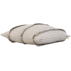 Schumacher Dorothy Pleated Linen Natural Designer Decorative Throw Pillow Cover with Exposed Brass Gold Zipper