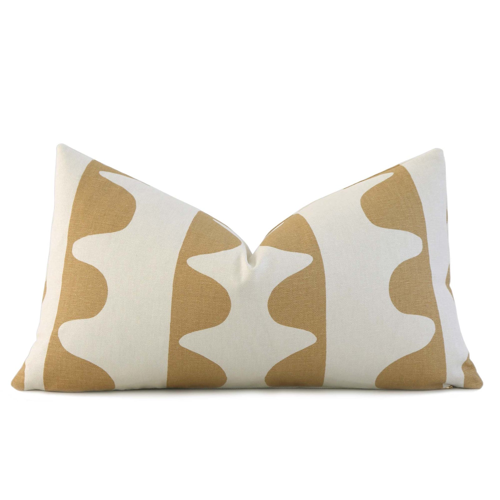 Schumacher Hadiya Williams Drift Ginger Hand Printed Geometric Stripe Luxury Lumbar Designer Throw Pillow Cover