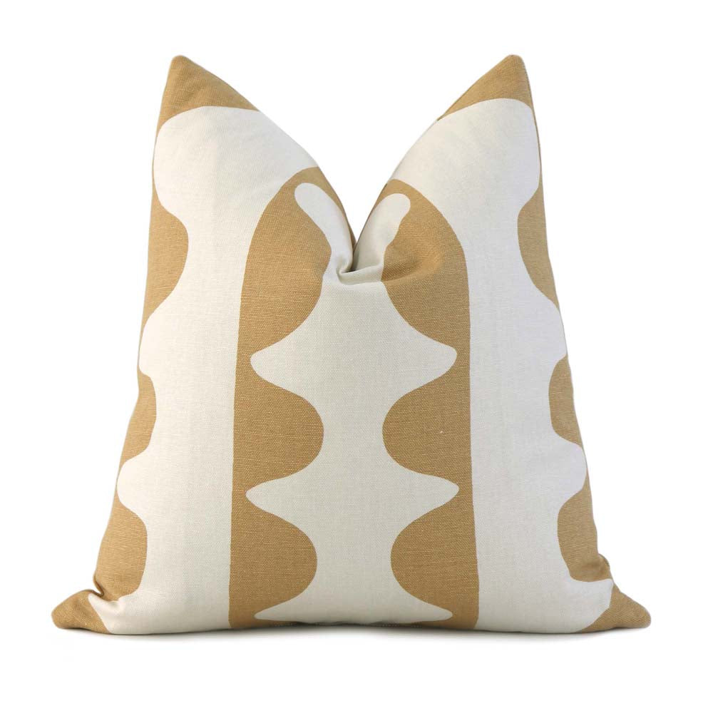 Schumacher Hadiya Williams Drift Ginger Hand Printed Geometric Stripe Luxury Designer Throw Pillow Cover