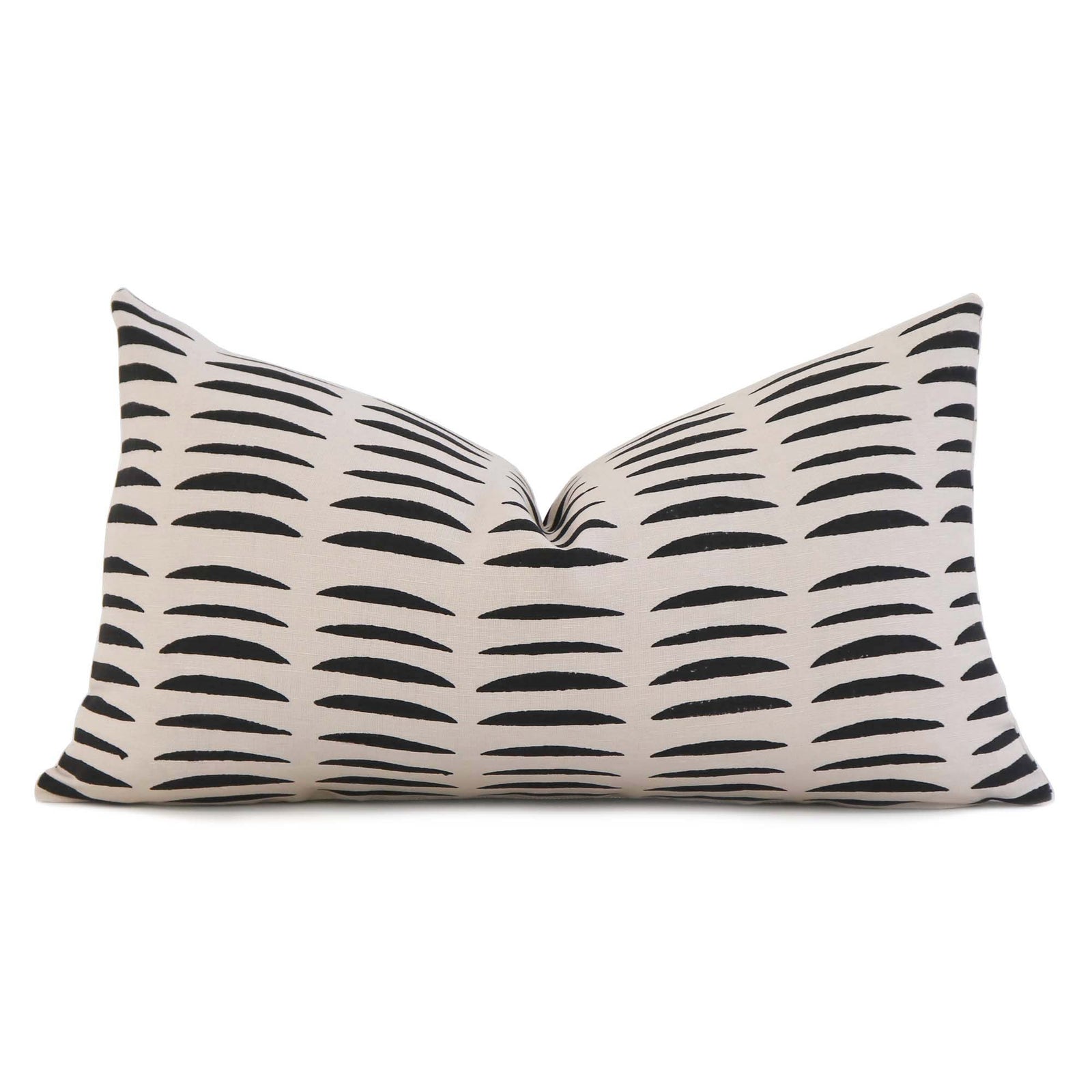 Schumacher Hadiya Williams Parable Charcoal Hand Block Print Graphic Designer Lumbar Throw Pillow Cover