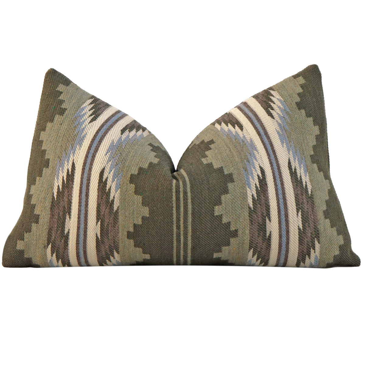 Schumacher Monsoon Green Wool Southwestern Geometric Lumbar Designer Luxury Throw Pillow Cover