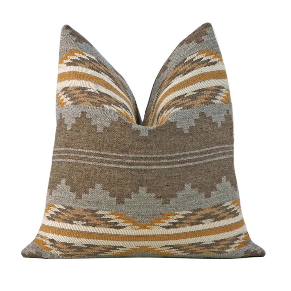 Schumacher Monsoon Neutral Burnt Orange Southwestern Geometric Wool Luxury Designer Throw Pillow Cover