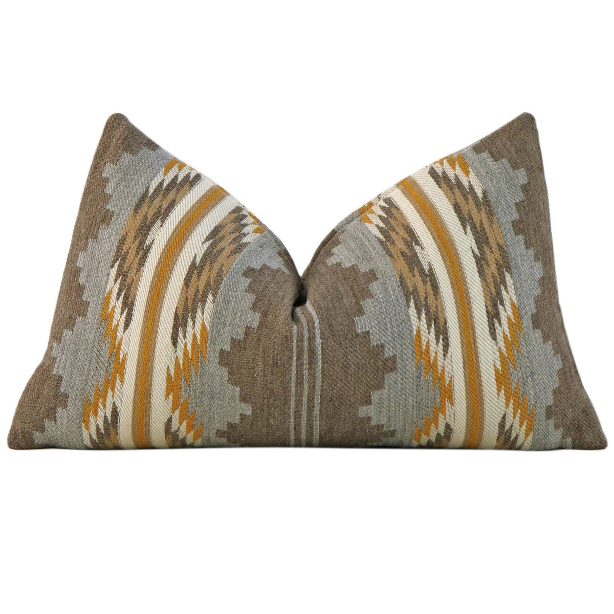 Schumacher Monsoon Neutral Burnt Orange Southwestern Geometric Wool Luxury Designer Lumbar Throw Pillow Cover