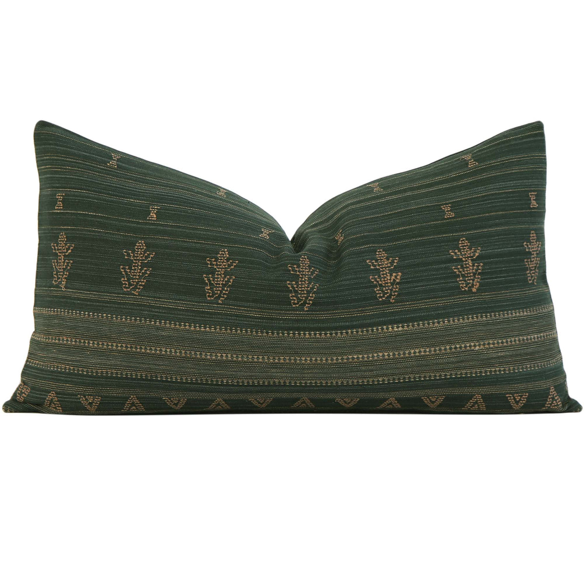 Schumacher Nima Embroidered Jungle Green Linen Luxury Lumbar Designer Throw Pillow Cover