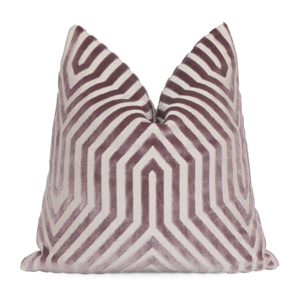 Vanderbilt Lilac Cut Velvet Decorative Designer Throw Pillow Cover