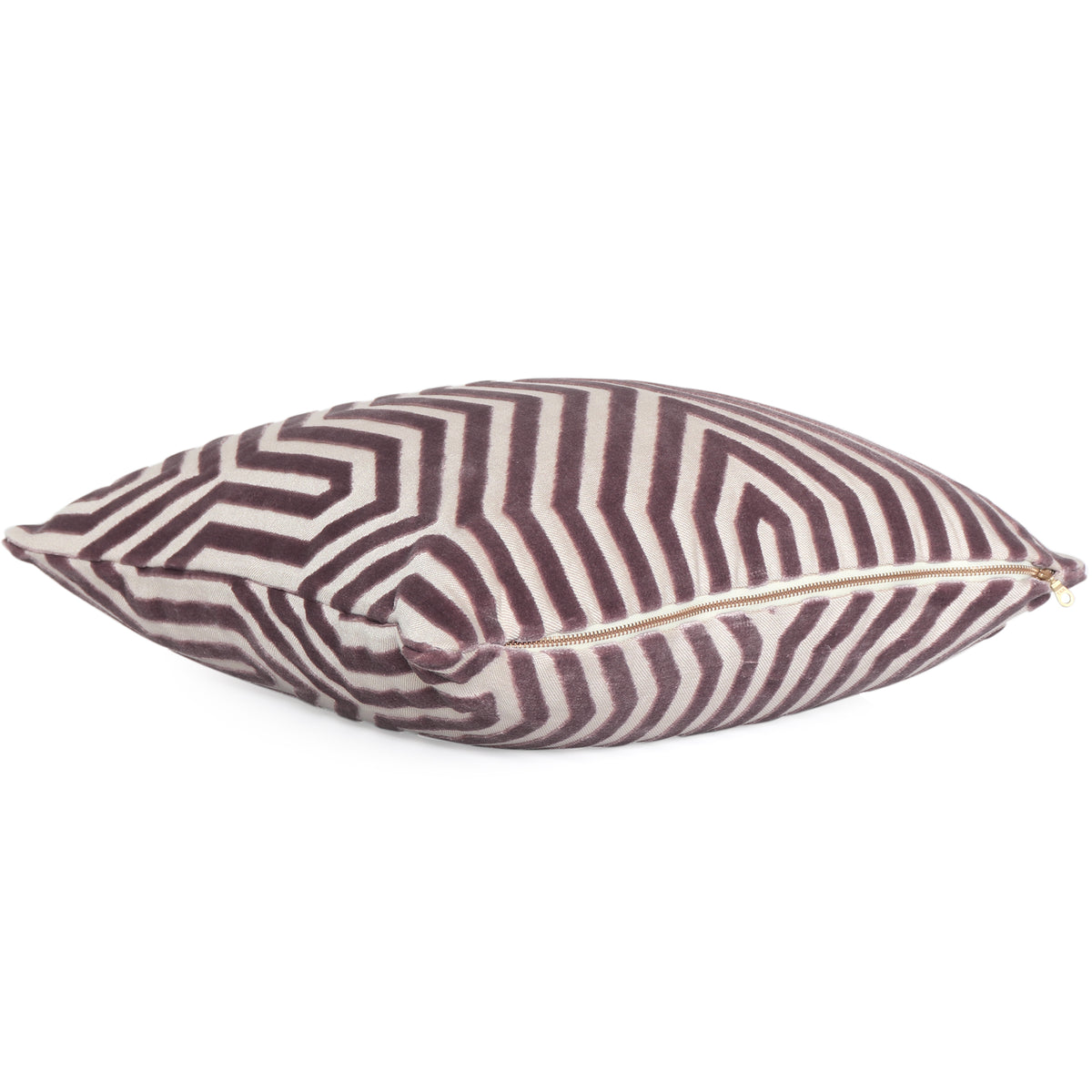 Vanderbilt Lilac Cut Velvet Decorative Designer Throw Pillow Cover with Exposed Brass Gold YKK Zipper