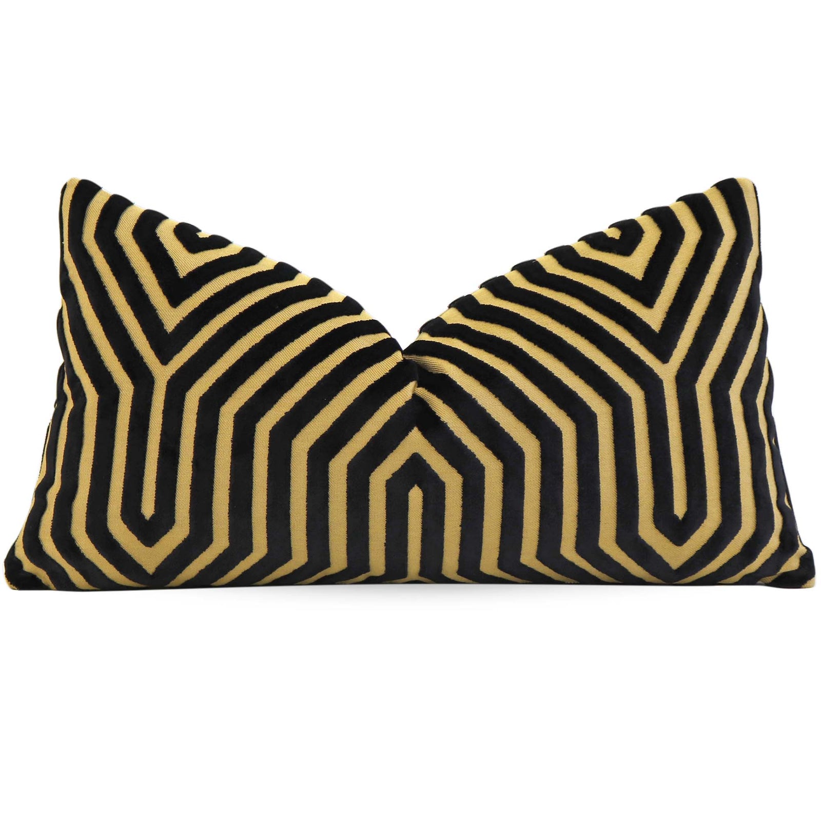Schumacher Vanderbilt Velvet Tortoise Black Gold Cut Velvet Designer Luxury Decorative Lumbar Throw Pillow Cover