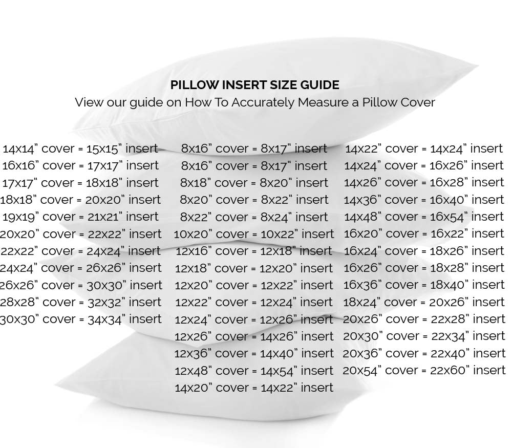 Chloe and Olive Pillow Insert Size Guide Cheat Sheet