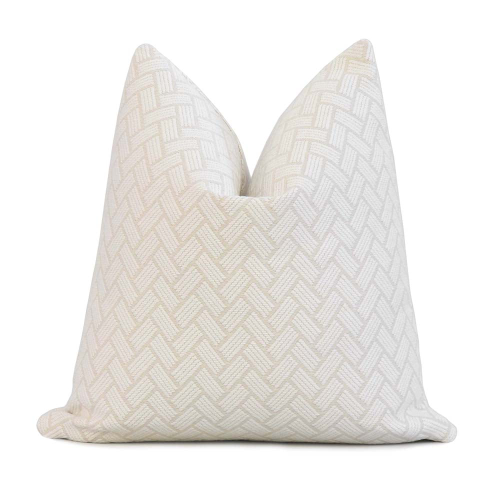 Thibaut Cobblestone Ivory Performance Textured Designer Decorative Chevron Throw Pillow Cover