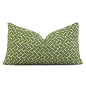 Thibaut Cobblestone Spring Lime Green Performance Textured Designer Decorative Chevron Lumbar Throw Pillow Cover