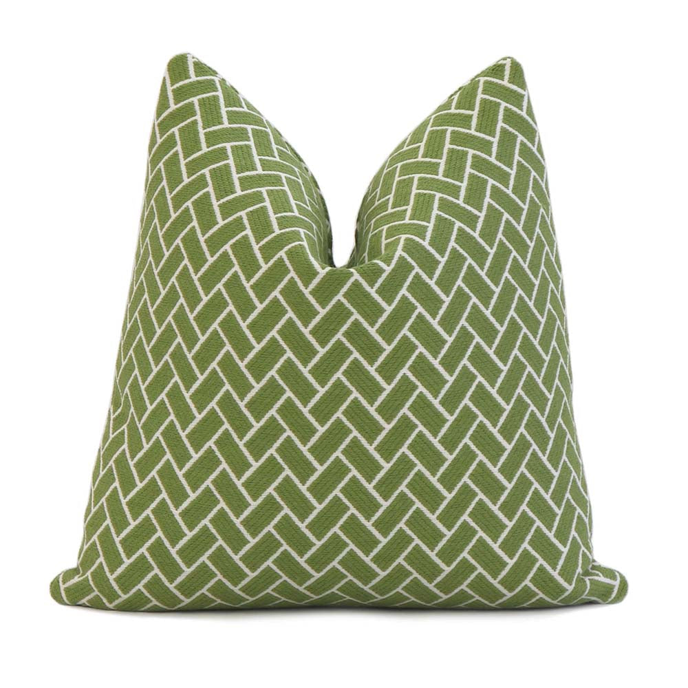Thibaut Cobblestone Spring Lime Green Performance Textured Designer Decorative Chevron Throw Pillow Cover