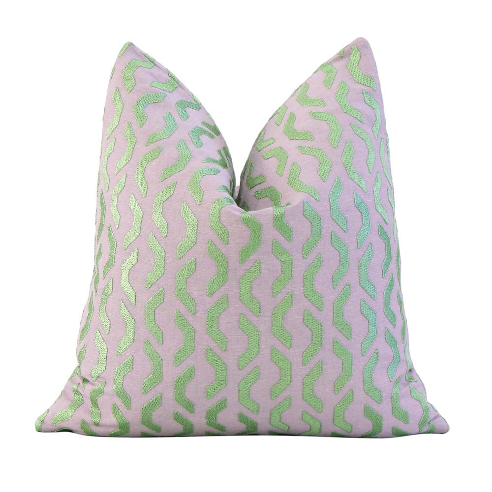 Thibaut Coronado Embroidery Lavender Geometric Designer Luxury Throw Pillow Cover