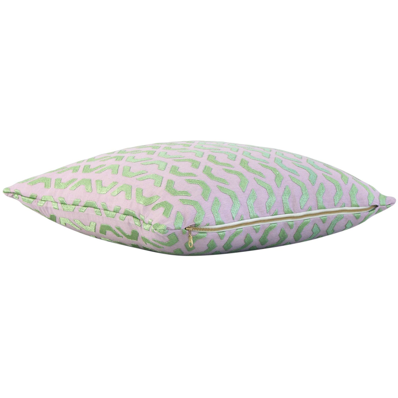 Thibaut Coronado Embroidery Lavender Geometric Designer Luxury Throw Pillow Cover with Exposed Brass Gold Zipper