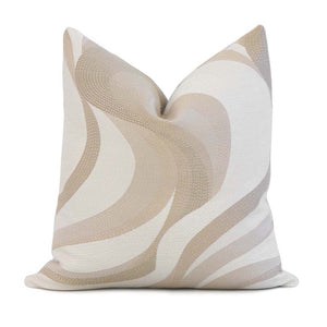 Thibaut Passage Linen White Beige Woven Performance Luxury Designer Decorative Throw Pillow Cover