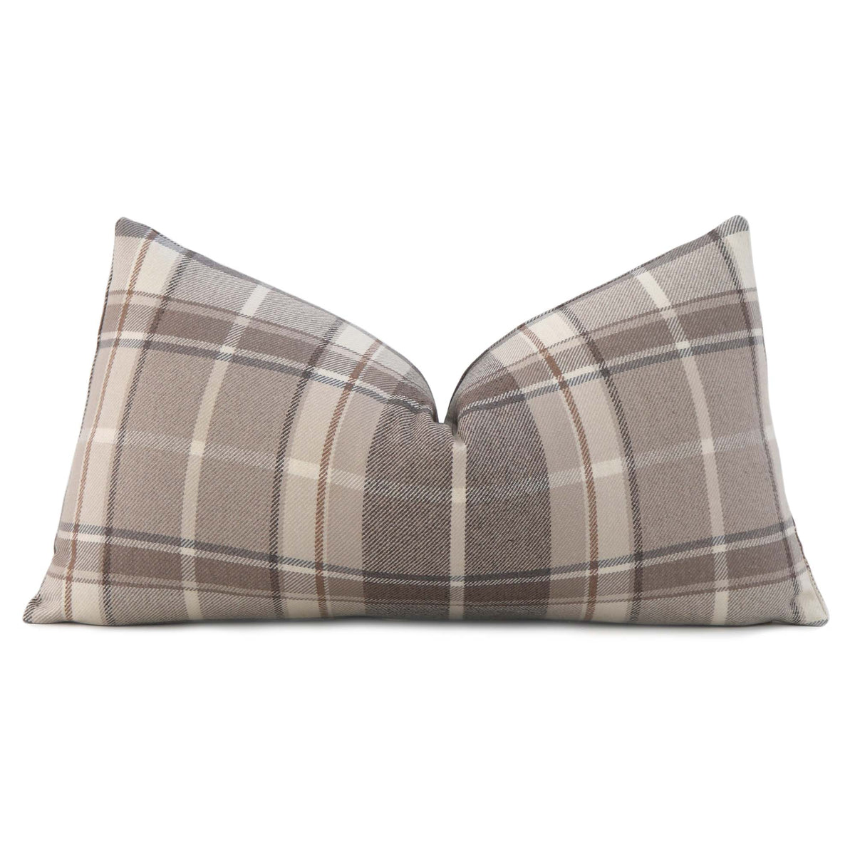 Thibaut Scots Plaid Beige Tartan Soft Scottish Wool Designer Lumbar Throw Pillow Cover