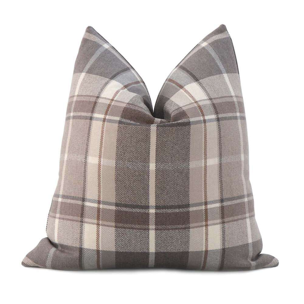 Thibaut Scots Plaid Beige Tartan Soft Scottish Wool Designer Throw Pillow Cover