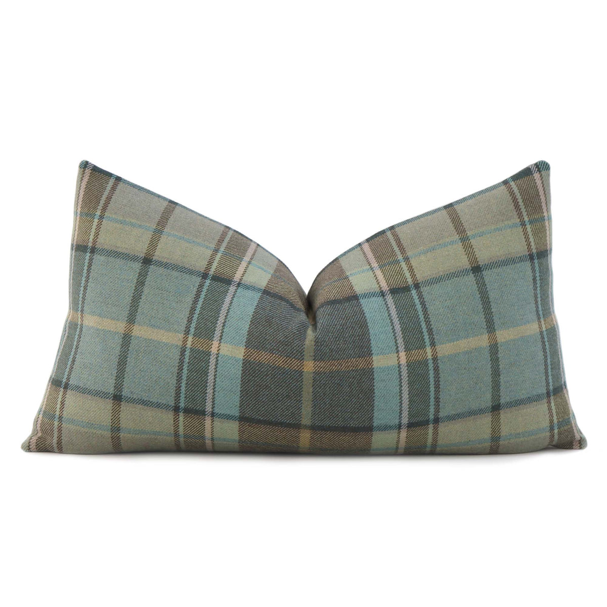 Thibaut Scot's Plaid Sage Tartan Merino Wool Decorative Lumbar Throw Pillow Cover