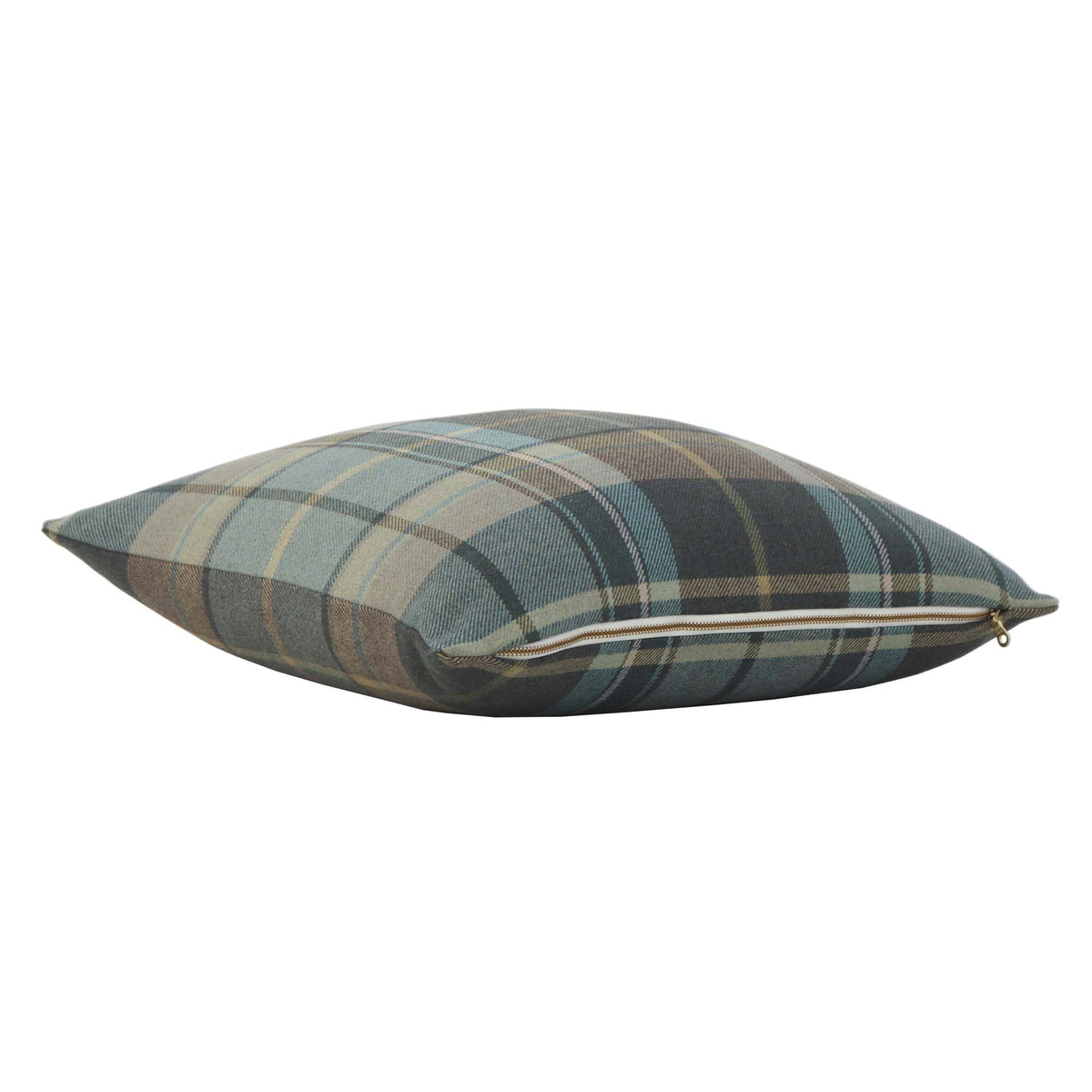 Thibaut Scot's Plaid Sage Tartan Merino Wool Decorative Throw Pillow Cover with Exposed Brass YKK Zipper