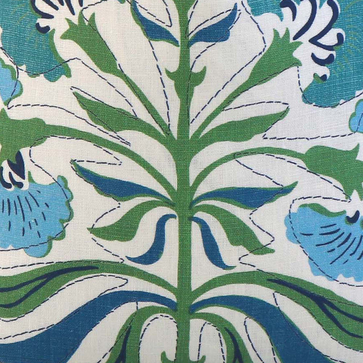 Tybee Tree Green and Blue / 4x4 inch Fabric Swatch