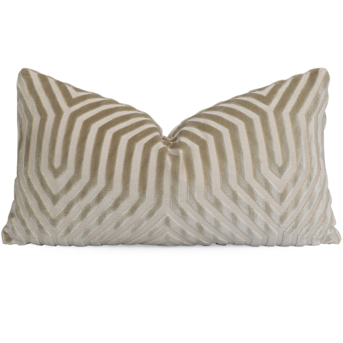 Vanderbilt Greige Cut Velvet Designer Decorative Lumbar Throw Pillow Cover
