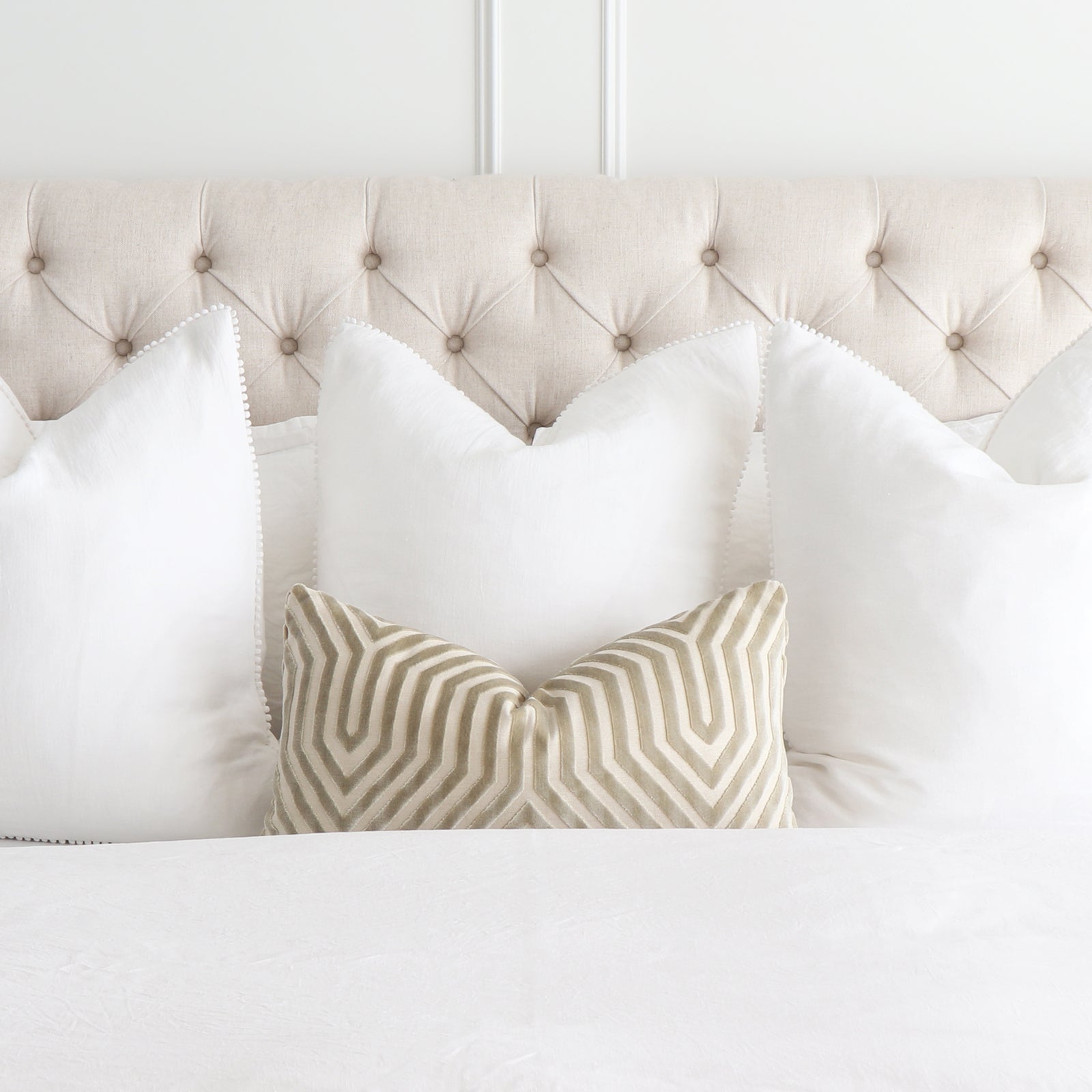 Vanderbilt Greige Cut Velvet Designer Decorative Throw Pillow Cover