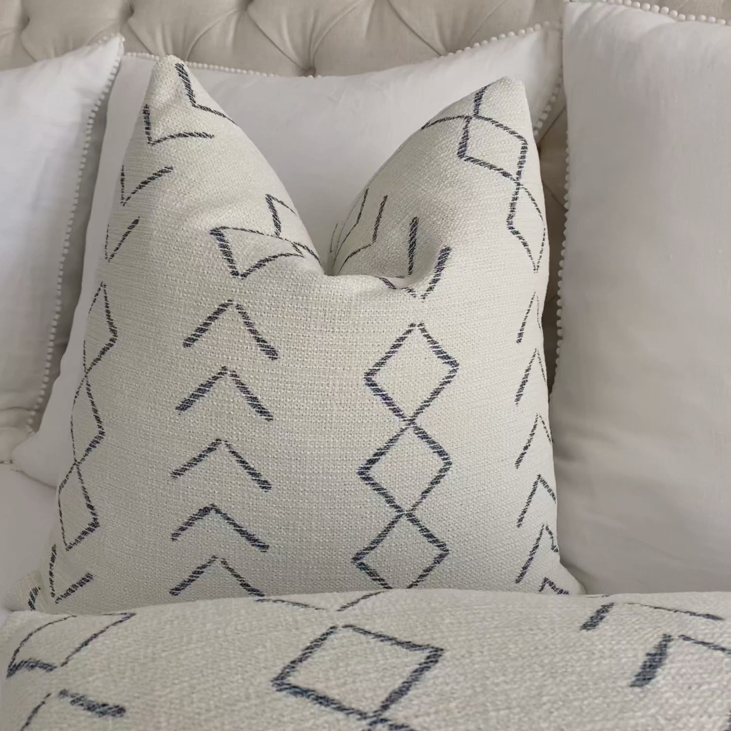 Thibaut Performance Anasazi Midnight Blue Woven Striped Designer Throw Pillow Cover Product Video