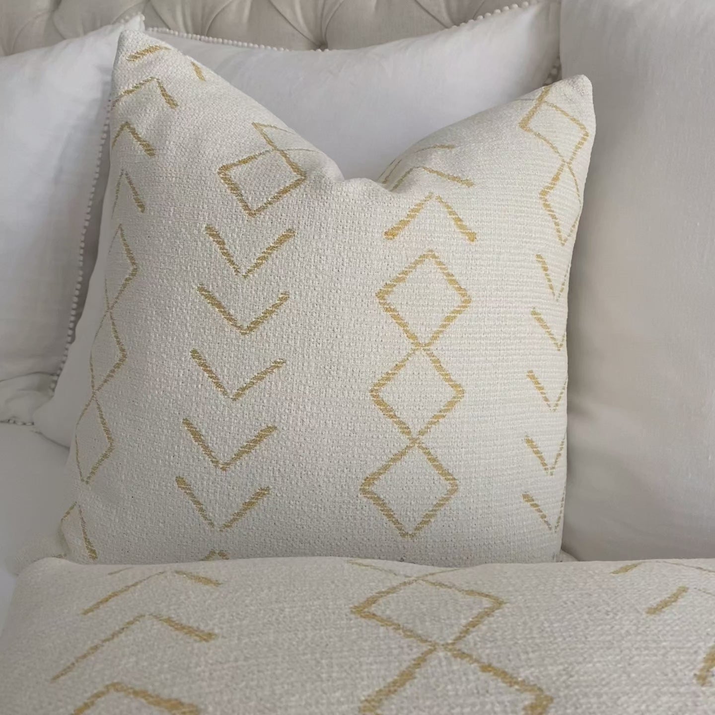 Thibaut Performance Anasazi Straw Yellow Woven Striped Designer Luxury Throw Pillow Cover Product Video