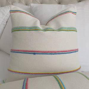 Cambaya Handwoven Stripe Multicolor Designer Textured Throw Pillow Cover Product Video