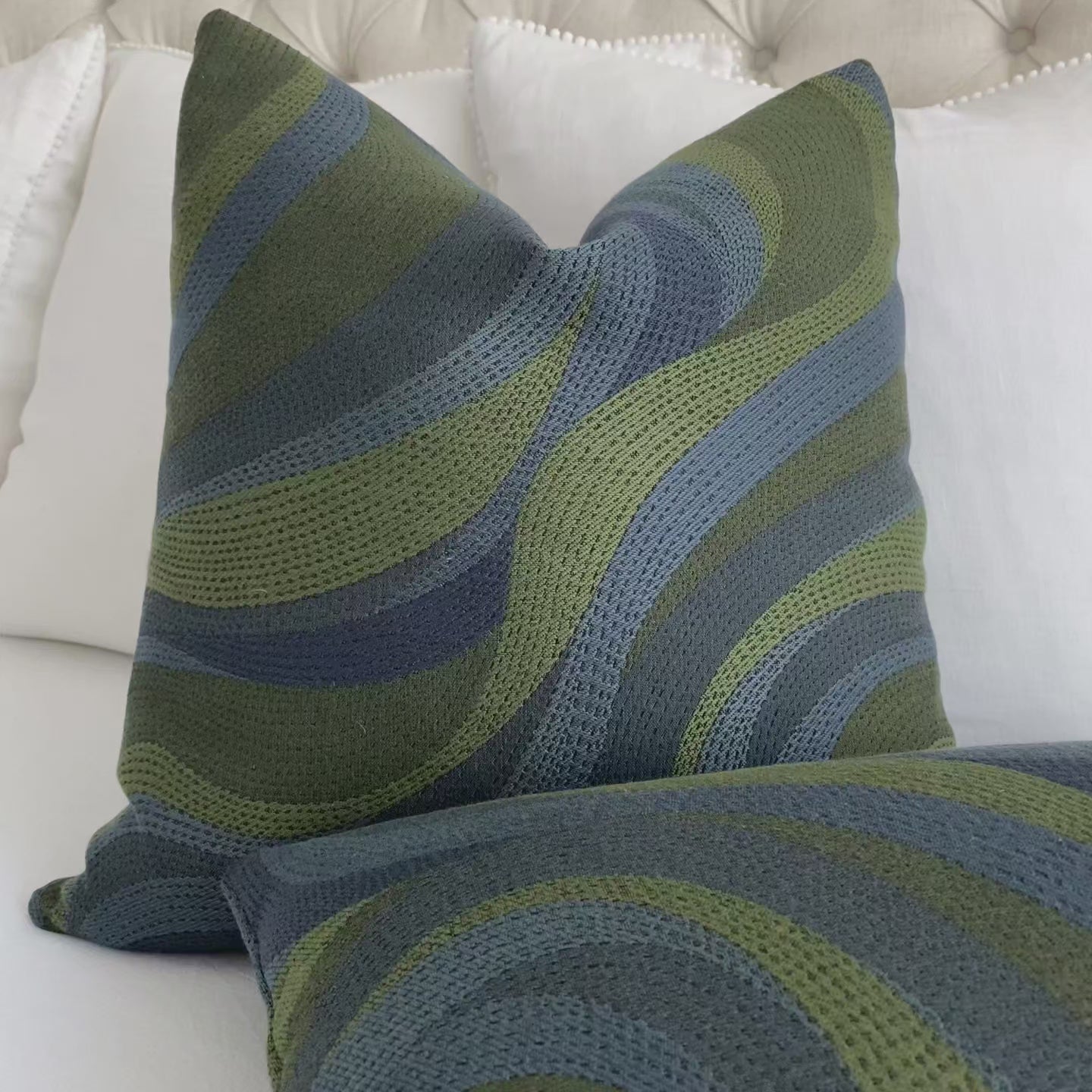 Thibaut Passage Lagoon Blue and Green Woven Performance Luxury Designer Decorative Throw Pillow Cover Product Video