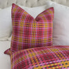 Scalamandre Twiggy Cherry Blossom Pink Red Yellow Checkered Striped Woven Gradient Designer Luxury Throw Pillow Cover Product Video