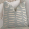 Schumacher Hadiya Williams Luxury Decorative throw pillow cover with wavy hand block pattern on a light blue background Product Video