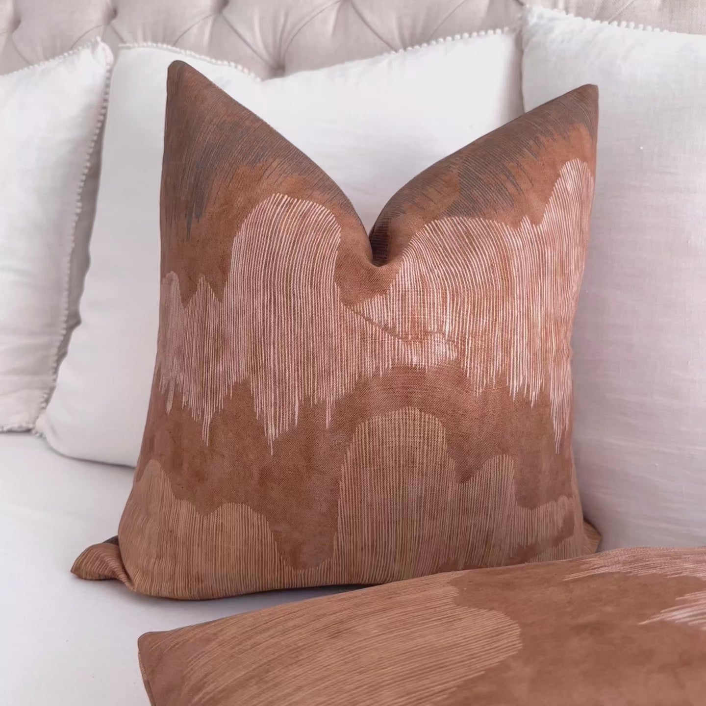 Kelly Wearstler Cascadia Saffron Orange Modern Chinoiserie Designer Luxury Throw Pillow Cover Product Video